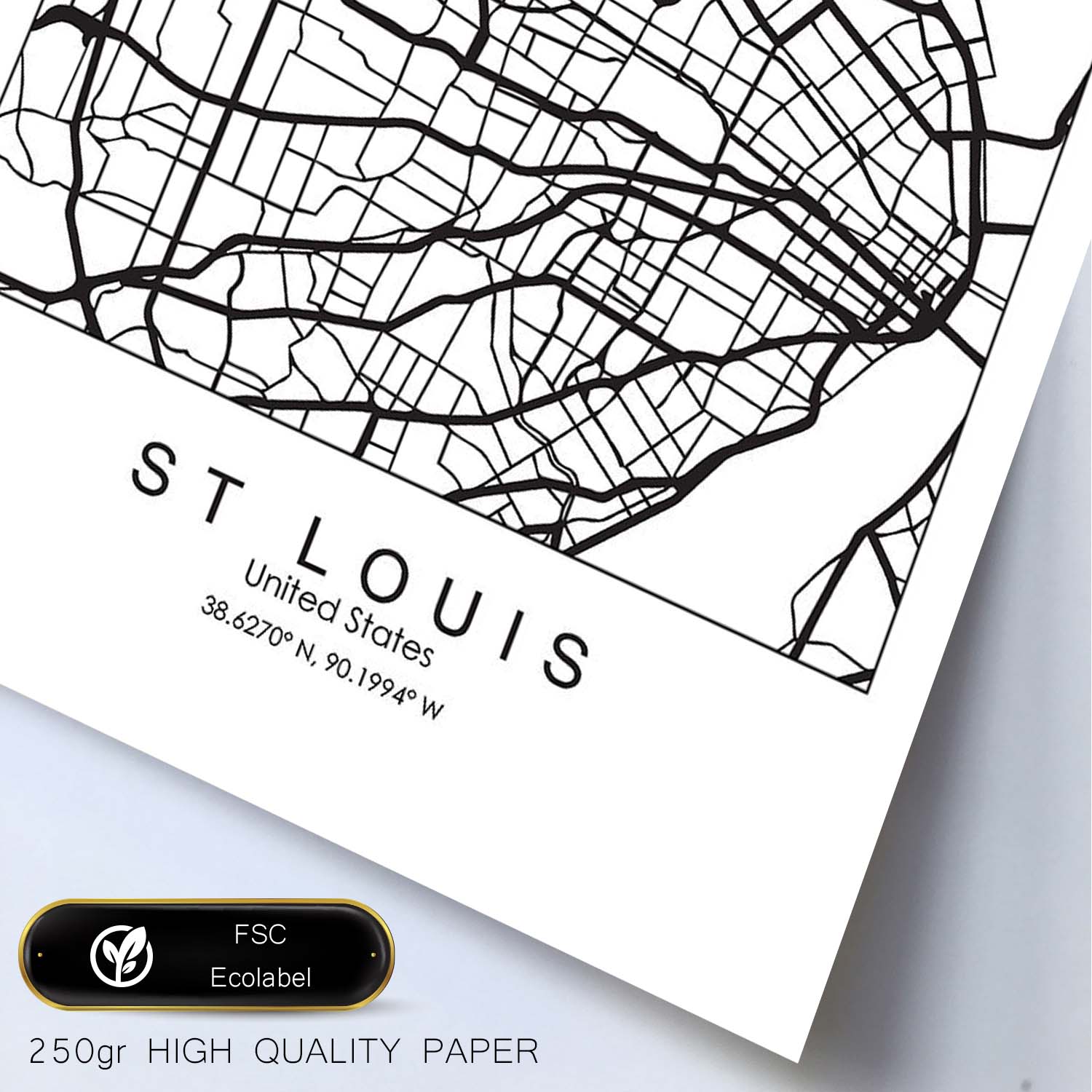 Poster con mapa de St. Louis. Lámina de Estados Unidos, con imágenes de mapas y carreteras-Artwork-Nacnic-Nacnic Estudio SL
