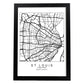 Poster con mapa de St. Louis. Lámina de Estados Unidos, con imágenes de mapas y carreteras-Artwork-Nacnic-A4-Marco Negro-Nacnic Estudio SL