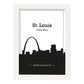 Poster con mapa de Stlouis - USA. Láminas con Skyline de ciudades de Estados Unidos, Canada, Mexico con sombra negra.-Artwork-Nacnic-A3-Marco Blanco-Nacnic Estudio SL