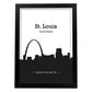 Poster con mapa de Stlouis - USA. Láminas con Skyline de ciudades de Estados Unidos, Canada, Mexico con sombra negra.-Artwork-Nacnic-A4-Marco Negro-Nacnic Estudio SL