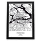 Poster con mapa de Stockholm - Suecia. Láminas de ciudades del norte de Europa con mares y ríos en color negro.-Artwork-Nacnic-A4-Marco Negro-Nacnic Estudio SL