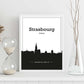 Poster con mapa de Strasbourg - Francia. Láminas con Skyline de ciudades de Francia con sombra negra.-Artwork-Nacnic-Nacnic Estudio SL