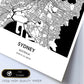 Poster con mapa de Sydney - Australia. Láminas de ciudades de Australia con mares y ríos en color negro.-Artwork-Nacnic-Nacnic Estudio SL