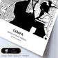 Poster con mapa de Tampa - USA. Láminas de ciudades de Estados Unidos con mares y ríos en color negro.-Artwork-Nacnic-Nacnic Estudio SL