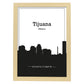 Poster con mapa de Tijuana - Mexico. Láminas con Skyline de ciudades de Estados Unidos, Canada, Mexico con sombra negra.-Artwork-Nacnic-A3-Marco Madera clara-Nacnic Estudio SL