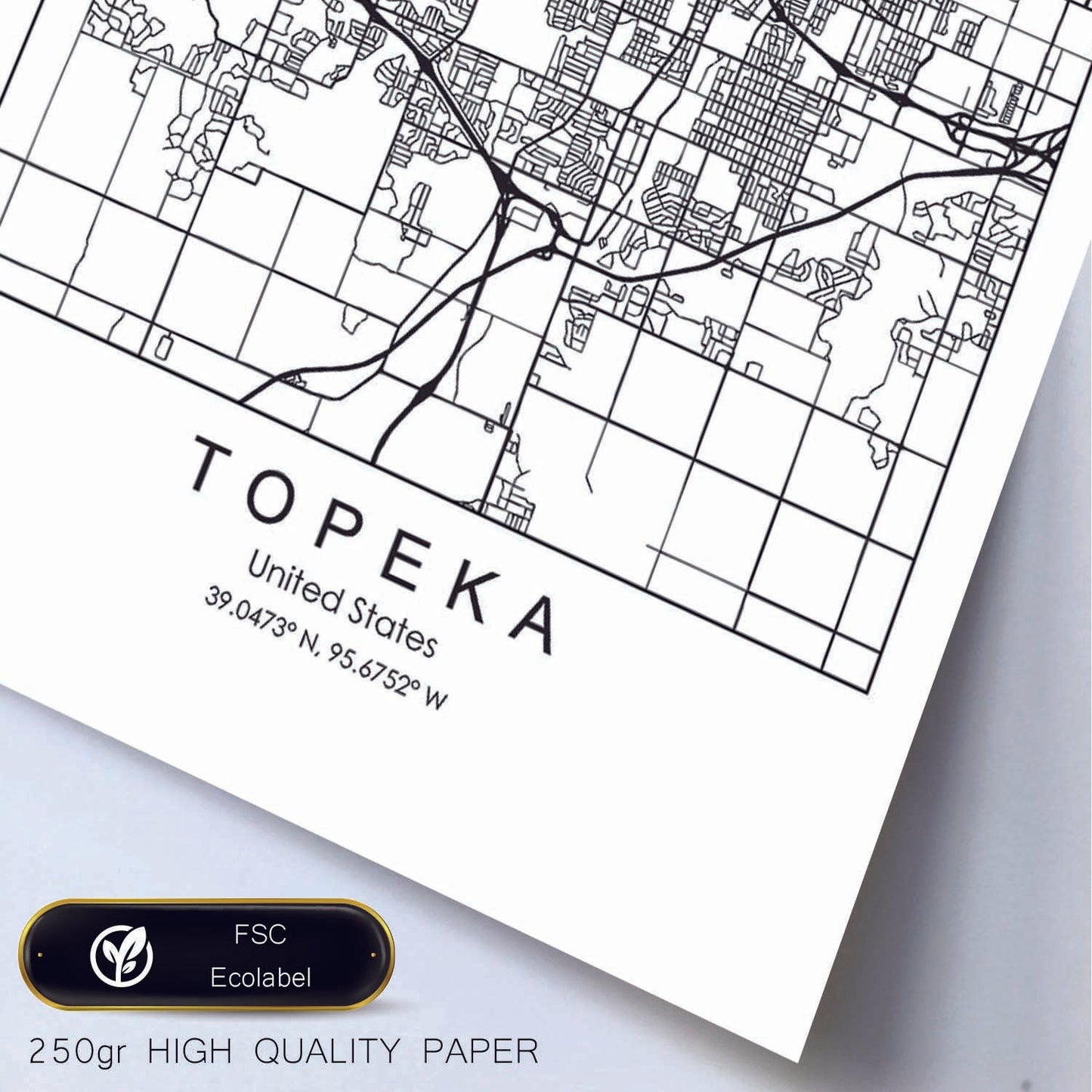 Poster con mapa de Topeka. Lámina de Estados Unidos, con imágenes de mapas y carreteras-Artwork-Nacnic-Nacnic Estudio SL