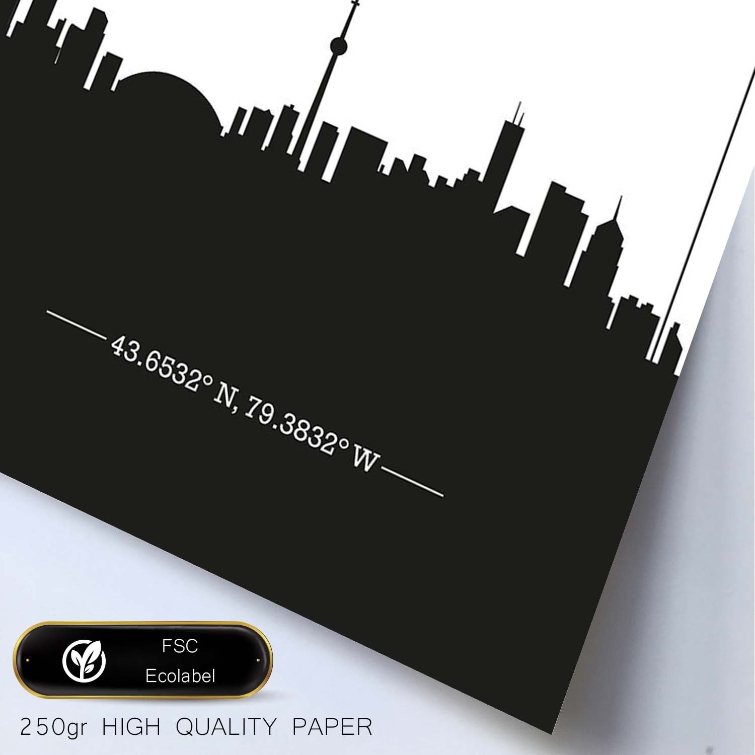 Poster con mapa de Toronto - Canada. Láminas con Skyline de ciudades de Estados Unidos, Canada, Mexico con sombra negra.-Artwork-Nacnic-Nacnic Estudio SL