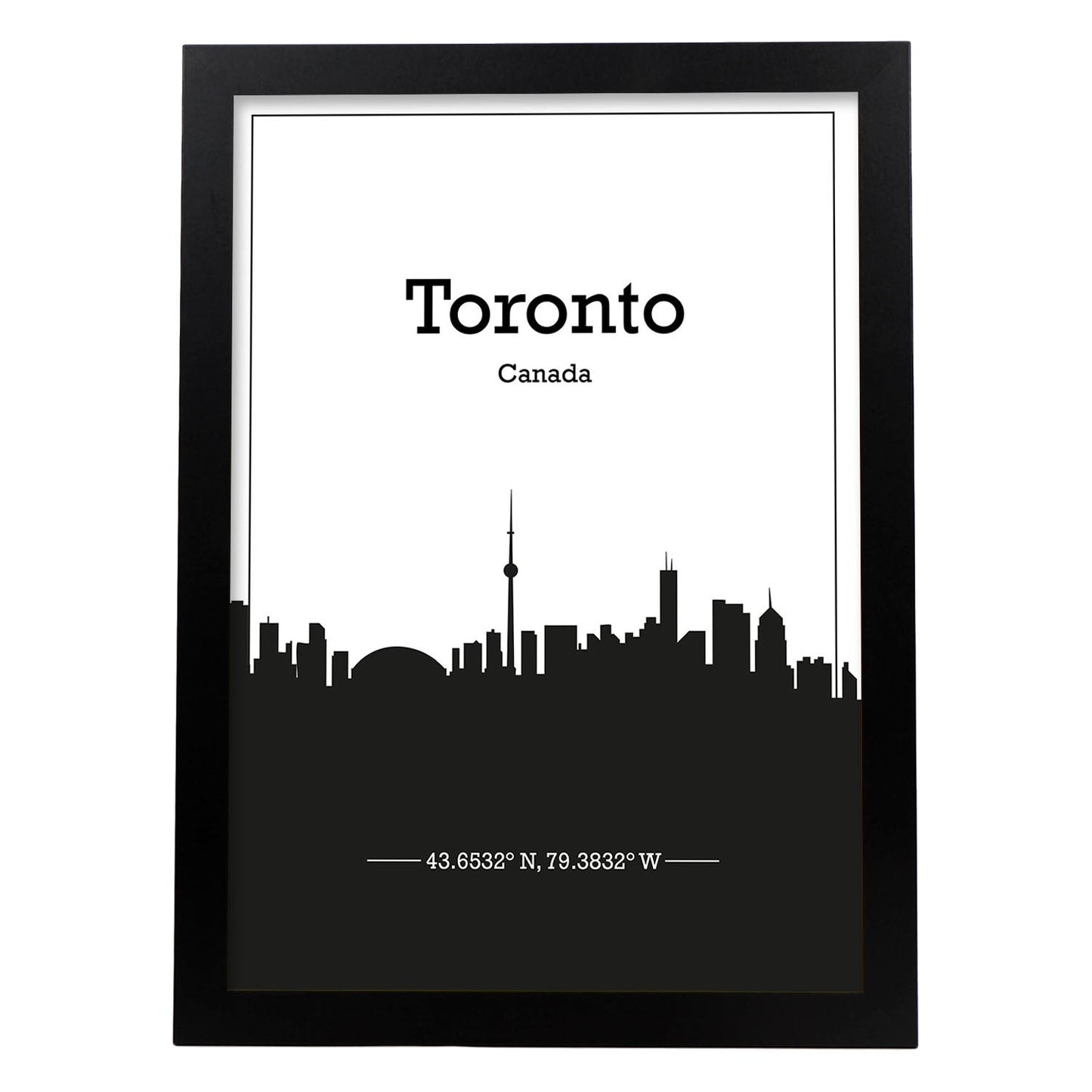 Poster con mapa de Toronto - Canada. Láminas con Skyline de ciudades de Estados Unidos, Canada, Mexico con sombra negra.-Artwork-Nacnic-A3-Marco Negro-Nacnic Estudio SL