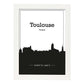 Poster con mapa de Toulouse - Francia. Láminas con Skyline de ciudades de Francia con sombra negra.-Artwork-Nacnic-A3-Marco Blanco-Nacnic Estudio SL