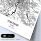 Poster con mapa de Toulouse - Francia. Láminas de ciudades de Francia con mares y ríos en color negro.-Artwork-Nacnic-Nacnic Estudio SL
