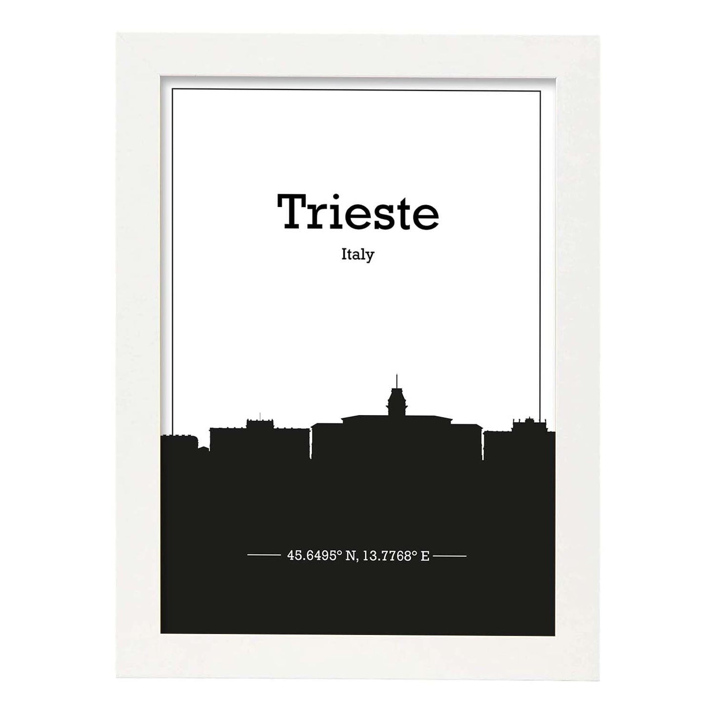 Poster con mapa de Trieste - Italia. Láminas con Skyline de ciudades de Italia con sombra negra.-Artwork-Nacnic-A3-Marco Blanco-Nacnic Estudio SL