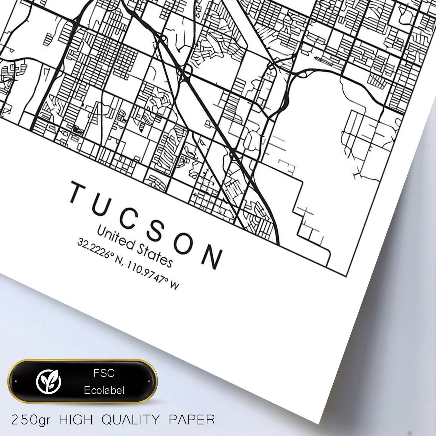 Poster con mapa de Tucson. Lámina de Estados Unidos, con imágenes de mapas y carreteras-Artwork-Nacnic-Nacnic Estudio SL