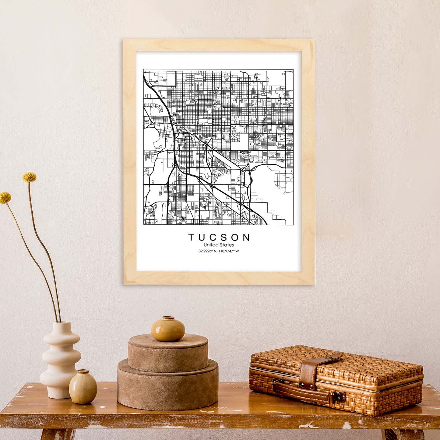 Poster con mapa de Tucson. Lámina de Estados Unidos, con imágenes de mapas y carreteras-Artwork-Nacnic-Nacnic Estudio SL