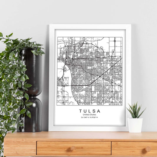 Poster con mapa de Tulsa. Lámina de Estados Unidos, con imágenes de mapas y carreteras-Artwork-Nacnic-Nacnic Estudio SL