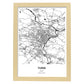 Poster con mapa de Turin - Italia. Láminas de ciudades de Italia con mares y ríos en color negro.-Artwork-Nacnic-A3-Marco Madera clara-Nacnic Estudio SL