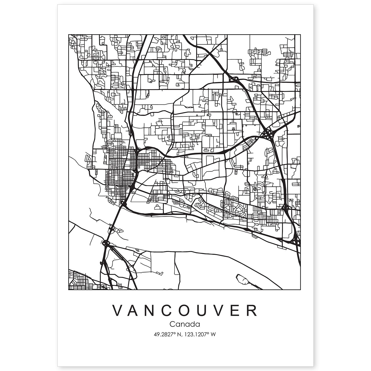 Poster con mapa de Vancouver. Lámina de Estados Unidos, con imágenes de mapas y carreteras-Artwork-Nacnic-A4-Sin marco-Nacnic Estudio SL