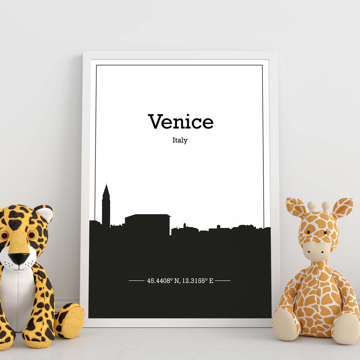 Poster con mapa de Venice - Italia. Láminas con Skyline de ciudades de Italia con sombra negra.-Artwork-Nacnic-Nacnic Estudio SL