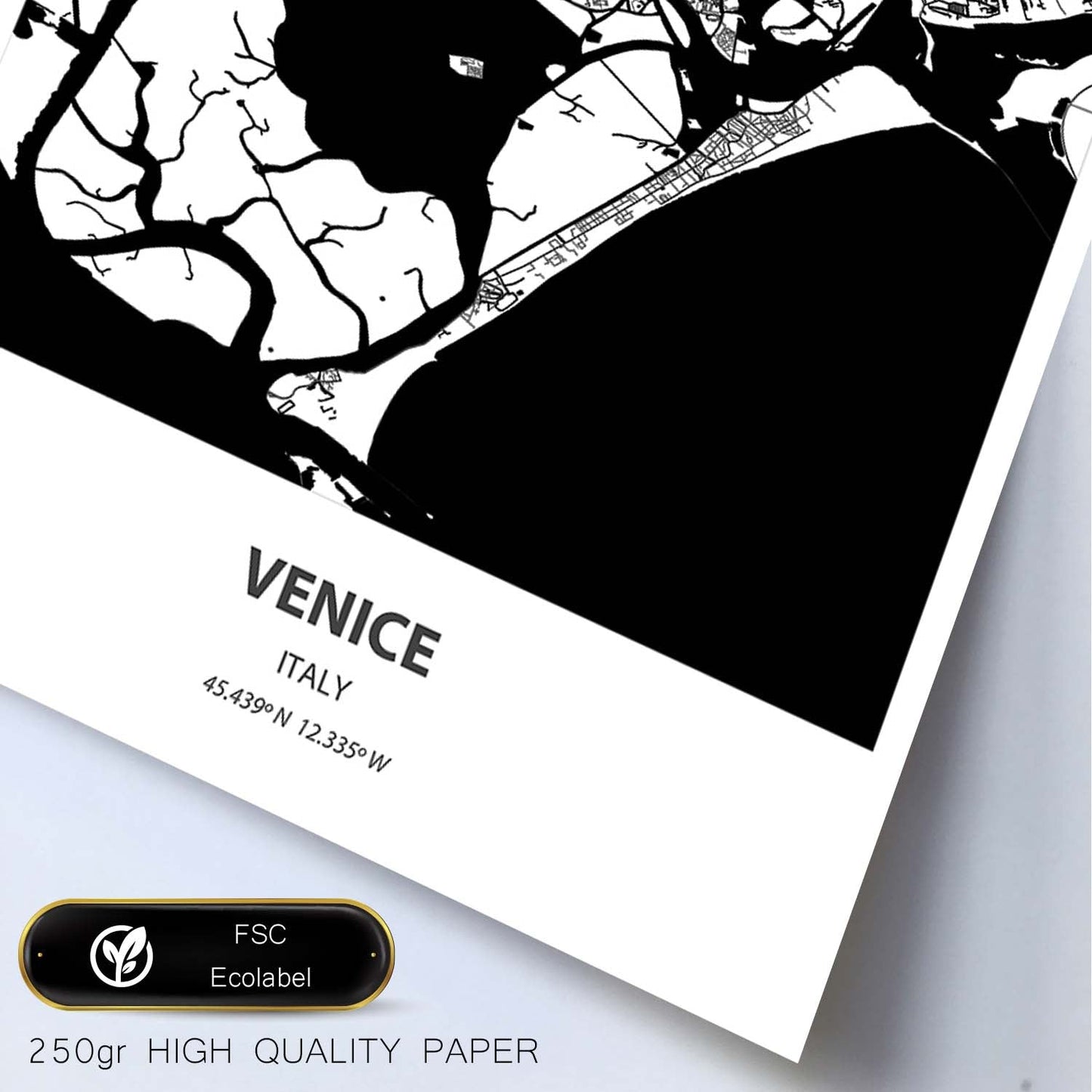 Poster con mapa de Venice - Italia. Láminas de ciudades de Italia con mares y ríos en color negro.-Artwork-Nacnic-Nacnic Estudio SL