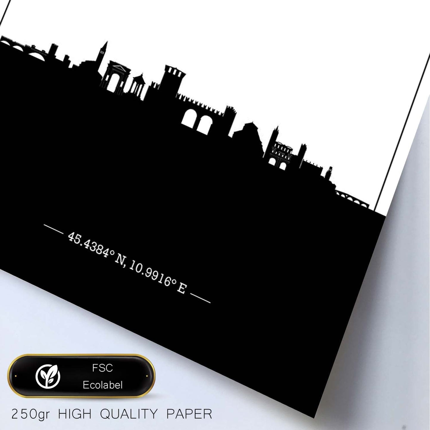 Poster con mapa de Verona - Italia. Láminas con Skyline de ciudades de Italia con sombra negra.-Artwork-Nacnic-Nacnic Estudio SL