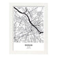 Poster con mapa de Warsaw - Polonia. Láminas de ciudades de Europa con mares y ríos en color negro.-Artwork-Nacnic-A3-Marco Blanco-Nacnic Estudio SL