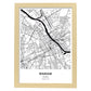 Poster con mapa de Warsaw - Polonia. Láminas de ciudades de Europa con mares y ríos en color negro.-Artwork-Nacnic-A3-Marco Madera clara-Nacnic Estudio SL