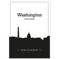 Poster con mapa de Washington - USA. Láminas con Skyline de ciudades de Estados Unidos, Canada, Mexico con sombra negra.-Artwork-Nacnic-A4-Sin marco-Nacnic Estudio SL