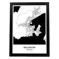 Poster con mapa de Wellington - Nueva Zelanda. Láminas de ciudades de Australia con mares y ríos en color negro.-Artwork-Nacnic-A4-Marco Negro-Nacnic Estudio SL