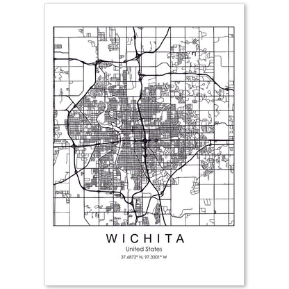 Poster con mapa de Wichita. Lámina de Estados Unidos, con imágenes de mapas y carreteras-Artwork-Nacnic-A4-Sin marco-Nacnic Estudio SL