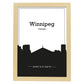 Poster con mapa de Winnipeg - Canada. Láminas con Skyline de ciudades de Estados Unidos, Canada, Mexico con sombra negra.-Artwork-Nacnic-A3-Marco Madera clara-Nacnic Estudio SL