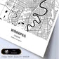 Poster con mapa de Winnipeg - Canada. Láminas de ciudades de Canada con mares y ríos en color negro.-Artwork-Nacnic-Nacnic Estudio SL