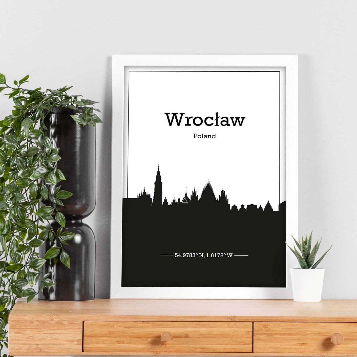Poster con mapa de Wroclaw - Polonia. Láminas con Skyline de ciudades de Europa con sombra negra.-Artwork-Nacnic-Nacnic Estudio SL
