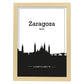 Poster con mapa de Zaragoza - España. Láminas con Skyline de ciudades de Europa con sombra negra.-Artwork-Nacnic-A3-Marco Madera clara-Nacnic Estudio SL