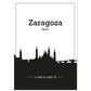 Poster con mapa de Zaragoza - España. Láminas con Skyline de ciudades de Europa con sombra negra.-Artwork-Nacnic-A4-Sin marco-Nacnic Estudio SL