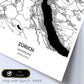 Poster con mapa de Zurich - Suiza. Láminas de ciudades de Europa con mares y ríos en color negro.-Artwork-Nacnic-Nacnic Estudio SL