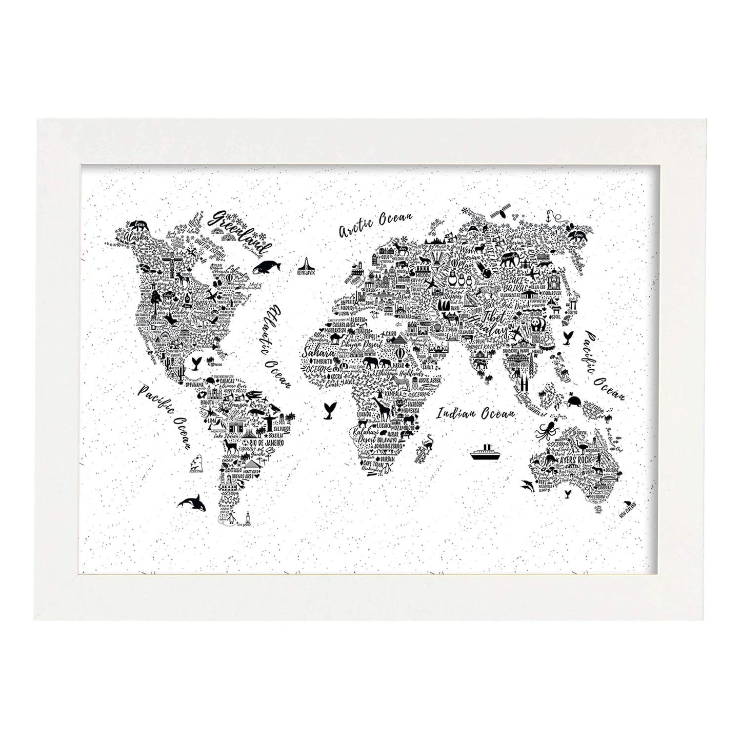 Poster con mapa tipográfico. Láminas con mapas del mundo.-Artwork-Nacnic-A3-Marco Blanco-Nacnic Estudio SL