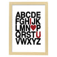 Poster con mensaje feliz. Lámina ABCEDARIO i love you.-Artwork-Nacnic-A4-Marco Madera clara-Nacnic Estudio SL