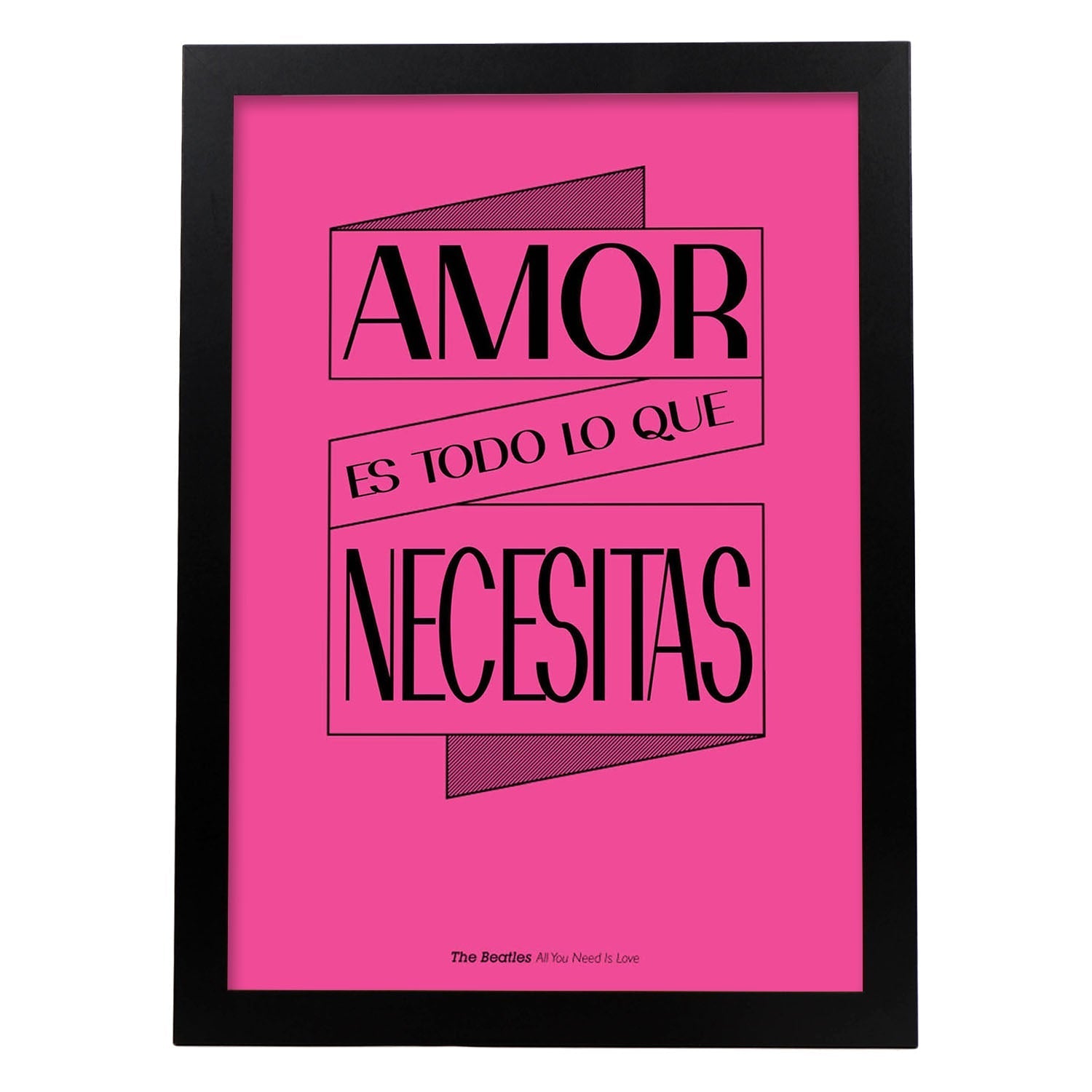 Poster con mensaje feliz. Lámina Amor es todo lo que necesitas.-Artwork-Nacnic-A3-Marco Negro-Nacnic Estudio SL