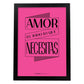Poster con mensaje feliz. Lámina Amor es todo lo que necesitas.-Artwork-Nacnic-A4-Marco Negro-Nacnic Estudio SL