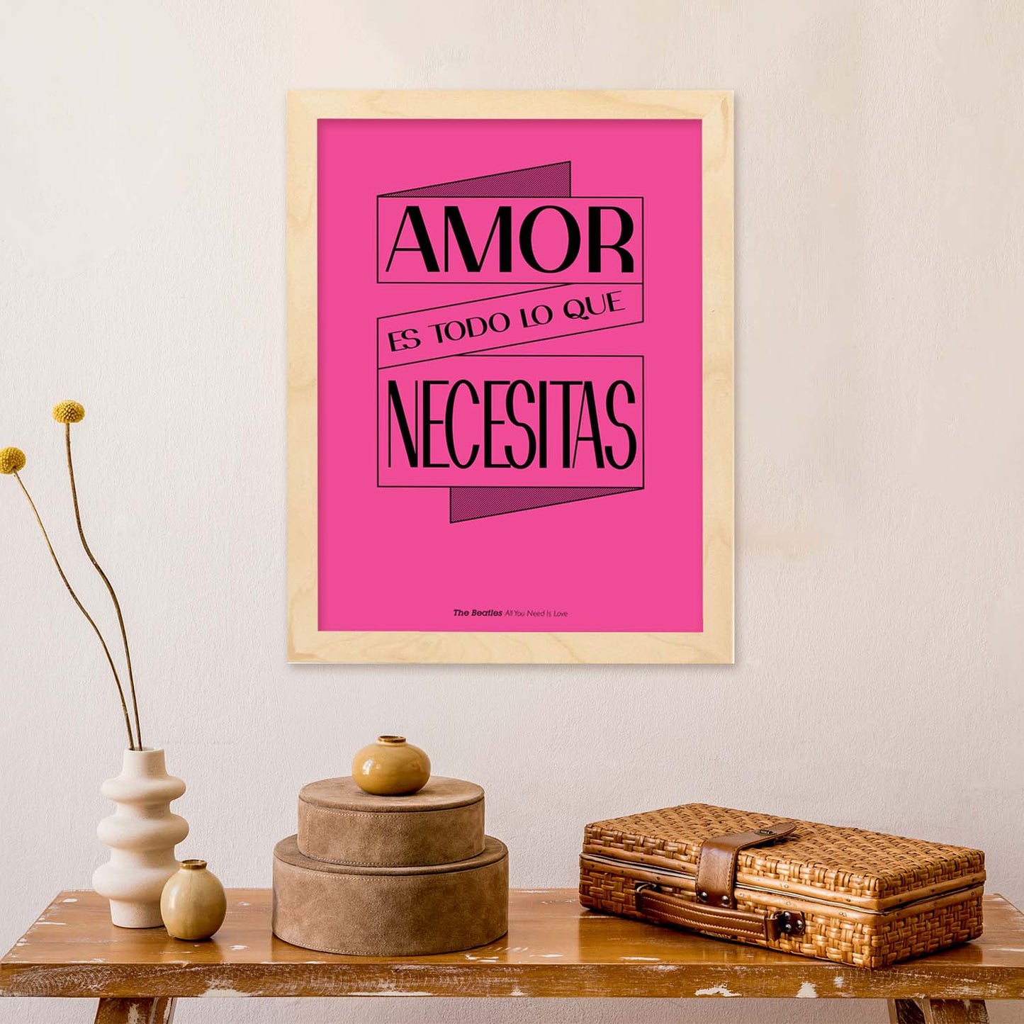 Poster con mensaje feliz. Lámina Amor es todo lo que necesitas.-Artwork-Nacnic-Nacnic Estudio SL