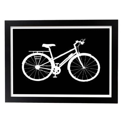 Poster con mensaje feliz. Lámina Bici.-Artwork-Nacnic-A4-Marco Negro-Nacnic Estudio SL