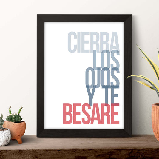 Poster con mensaje feliz. Lámina Cierra los ojos.-Artwork-Nacnic-Nacnic Estudio SL