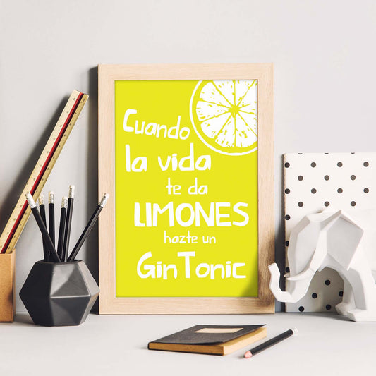 Poster con mensaje feliz. Lámina Cuando la vida te da limones.-Artwork-Nacnic-Nacnic Estudio SL