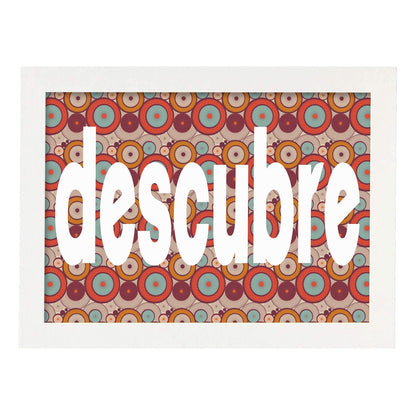 Poster con mensaje feliz. Lámina Descubre.-Artwork-Nacnic-A4-Marco Blanco-Nacnic Estudio SL
