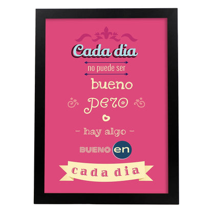 Poster con mensaje feliz. Lámina El amor lo puede todo.-Artwork-Nacnic-A4-Marco Negro-Nacnic Estudio SL