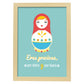 Poster con mensaje feliz. Lámina Eres preciosa por dentro y por fuera.-Artwork-Nacnic-A4-Marco Madera clara-Nacnic Estudio SL