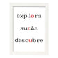 Poster con mensaje feliz. Lámina Explora sueña descubre.-Artwork-Nacnic-A3-Marco Blanco-Nacnic Estudio SL