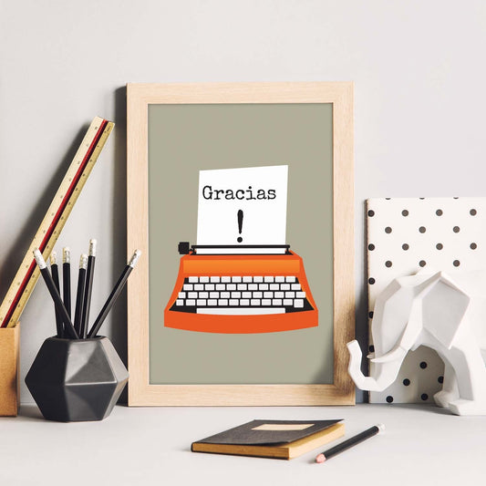 Poster con mensaje feliz. Lámina Gracias.-Artwork-Nacnic-Nacnic Estudio SL