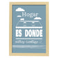 Poster con mensaje feliz. Lámina Hogar es donde estoy contigo.-Artwork-Nacnic-A4-Marco Madera clara-Nacnic Estudio SL