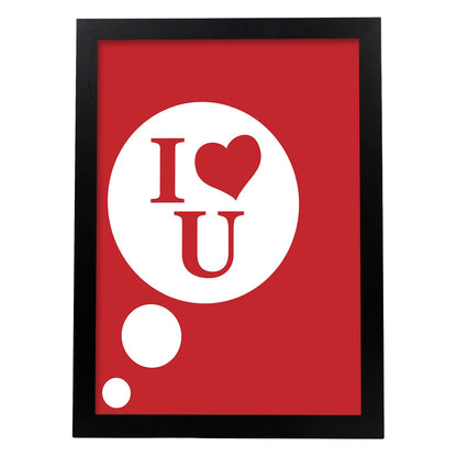 Poster con mensaje feliz. Lámina I love you.-Artwork-Nacnic-A4-Marco Negro-Nacnic Estudio SL