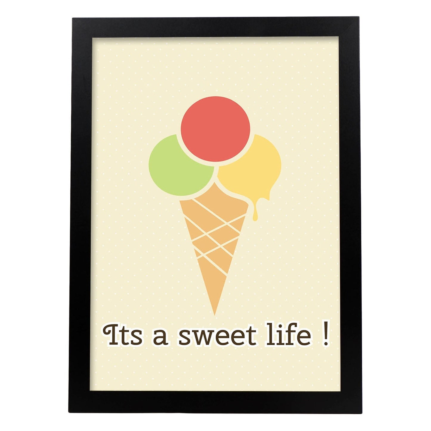 Poster con mensaje feliz. Lámina La dulce vida.-Artwork-Nacnic-A3-Marco Negro-Nacnic Estudio SL